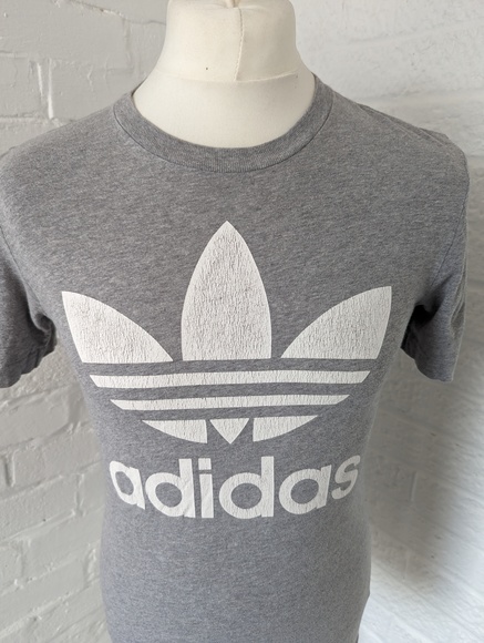 Adidas Originals Crew Neck T Shirt - Size XS - Grey & White - Cotton - P2P 19" - Picture 2 of 7